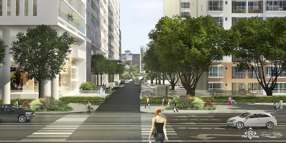 Sẽ có một con phố đi bộ nối liền từ dự án Scenic Valley 1, scenic valley 2 sang khu trung tâm mua sắm Crescent Mall